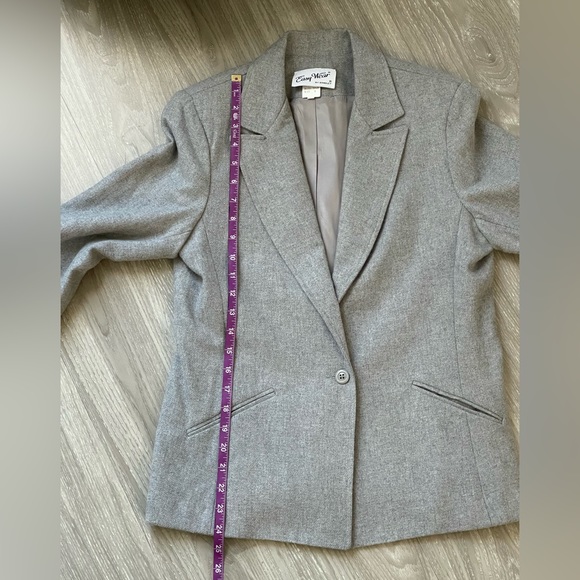 Vintage Easy Wear Grey Wool Blazer & Flare Skirt Set - Picture 8 of 15